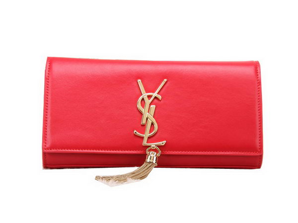 YSL Classic Monogramme Tassel Smooth Leather Clutch Bag Y8908 Red