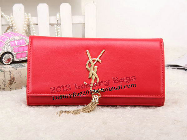 YSL Classic Monogramme Tassel Smooth Leather Clutch Bag Y8908 Red YSL Classic Monogramme Tassel Smooth Leather Clutch Bag Y8908 Red