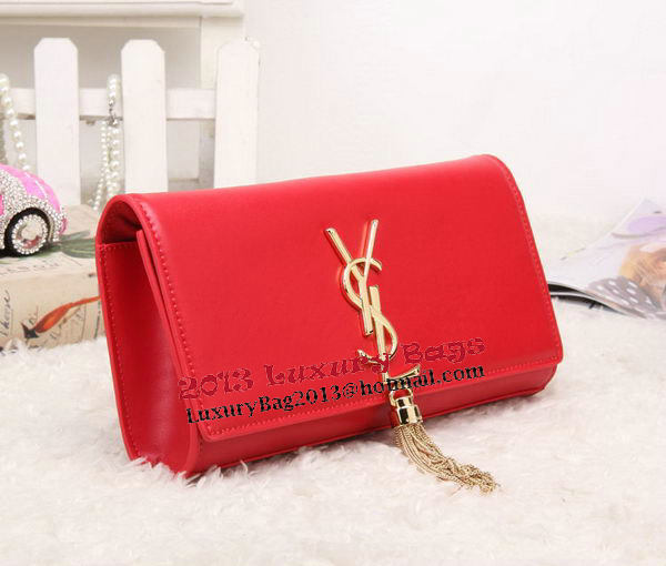YSL Classic Monogramme Tassel Smooth Leather Clutch Bag Y8908 Red YSL Classic Monogramme Tassel Smooth Leather Clutch Bag Y8908 Red