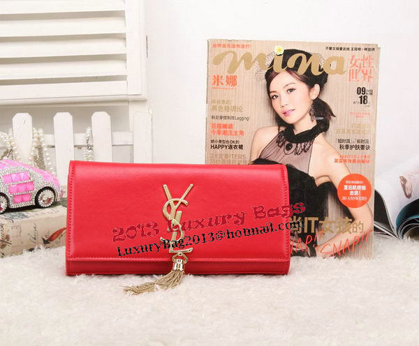 YSL Classic Monogramme Tassel Smooth Leather Clutch Bag Y8908 Red YSL Classic Monogramme Tassel Smooth Leather Clutch Bag Y8908 Red
