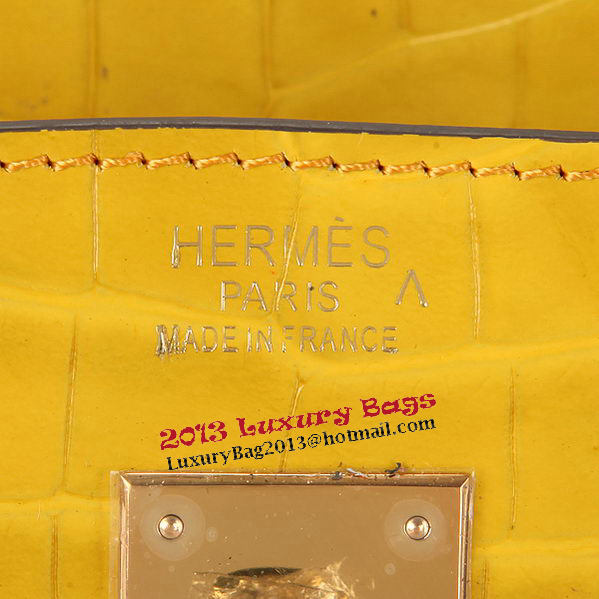 Hermes Birkin 30CM Tote Bags Yellow Iridescent Croco Leather Gold Hermes Birkin 30CM Tote Bags Yellow Iridescent Croco Leather Gold