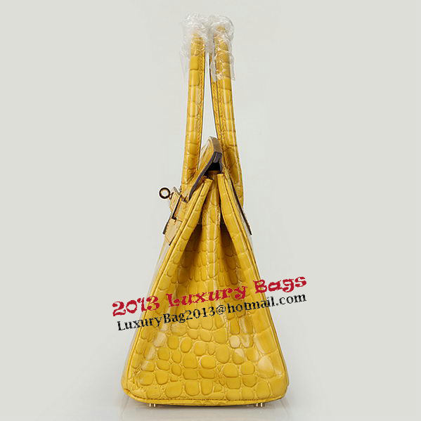 Hermes Birkin 30CM Tote Bags Yellow Iridescent Croco Leather Gold Hermes Birkin 30CM Tote Bags Yellow Iridescent Croco Leather Gold