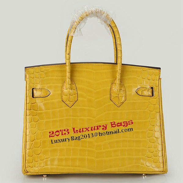 Hermes Birkin 30CM Tote Bags Yellow Iridescent Croco Leather Gold Hermes Birkin 30CM Tote Bags Yellow Iridescent Croco Leather Gold