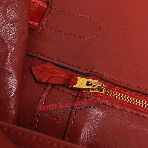 Hermes Birkin 35CM Tote Bag Red Iridescent Croco Leather Gold Hermes Birkin 35CM Tote Bag Red Iridescent Croco Leather Gold