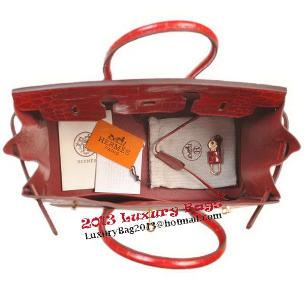Hermes Birkin 35CM Tote Bag Red Iridescent Croco Leather Gold Hermes Birkin 35CM Tote Bag Red Iridescent Croco Leather Gold