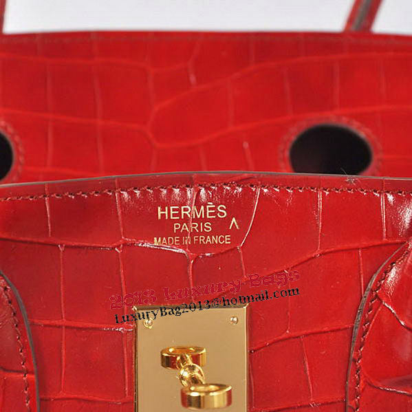 Hermes Birkin 35CM Tote Bag Red Iridescent Croco Leather Gold Hermes Birkin 35CM Tote Bag Red Iridescent Croco Leather Gold