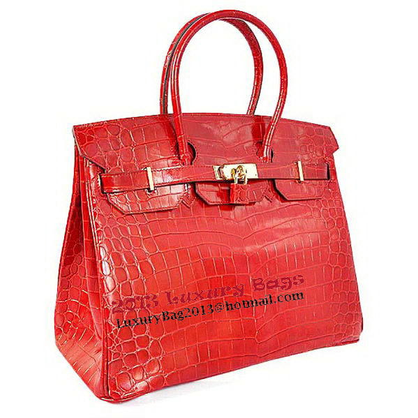 Hermes Birkin 35CM Tote Bag Red Iridescent Croco Leather Gold Hermes Birkin 35CM Tote Bag Red Iridescent Croco Leather Gold