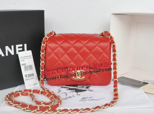 Chanel mini Classic Flap Bag Red Original Sheekskin CHA1115 Gold Chanel mini Classic Flap Bag Red Original Sheekskin CHA1115 Gold