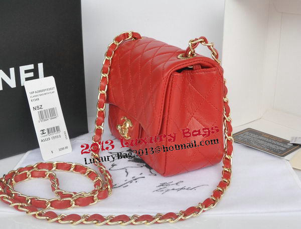 Chanel mini Classic Flap Bag Red Original Sheekskin CHA1115 Gold Chanel mini Classic Flap Bag Red Original Sheekskin CHA1115 Gold