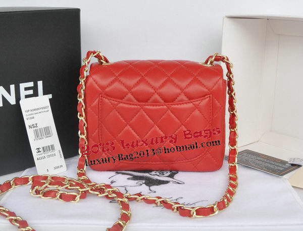 Chanel mini Classic Flap Bag Red Original Sheekskin CHA1115 Gold Chanel mini Classic Flap Bag Red Original Sheekskin CHA1115 Gold