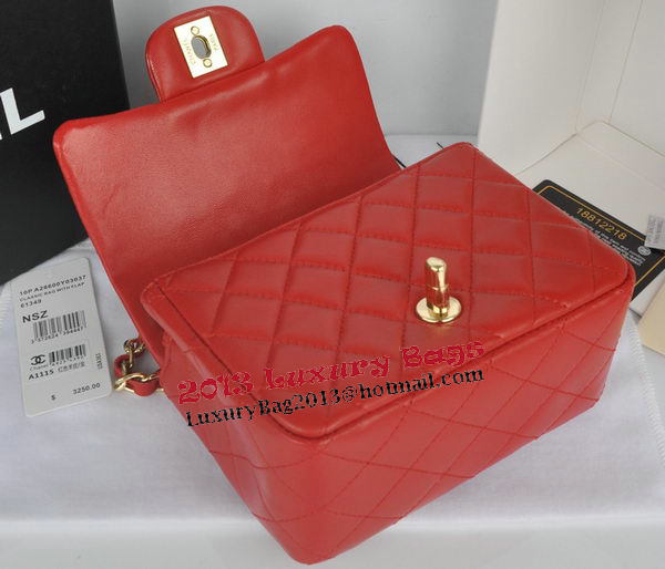 Chanel mini Classic Flap Bag Red Original Sheekskin CHA1115 Gold Chanel mini Classic Flap Bag Red Original Sheekskin CHA1115 Gold