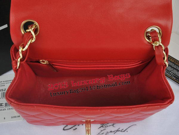 Chanel mini Classic Flap Bag Red Original Sheekskin CHA1115 Gold Chanel mini Classic Flap Bag Red Original Sheekskin CHA1115 Gold