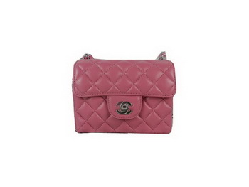 Chanel mini Classic Flap Bag Peach Sheekskin CHA1115 Silver