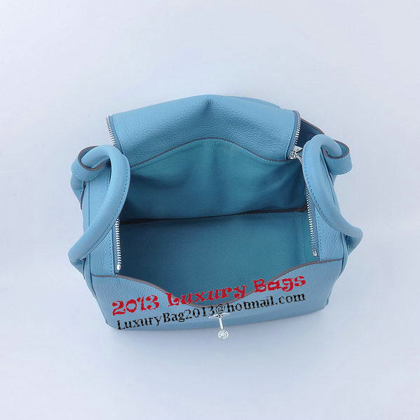 Hermes Lindy 30CM Grainy Leather Shoulder Bag H6207 Light Blue Hermes Lindy 30CM Grainy Leather Shoulder Bag H6207 Light Blue