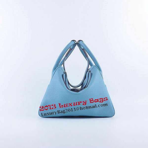 Hermes Lindy 30CM Grainy Leather Shoulder Bag H6207 Light Blue Hermes Lindy 30CM Grainy Leather Shoulder Bag H6207 Light Blue