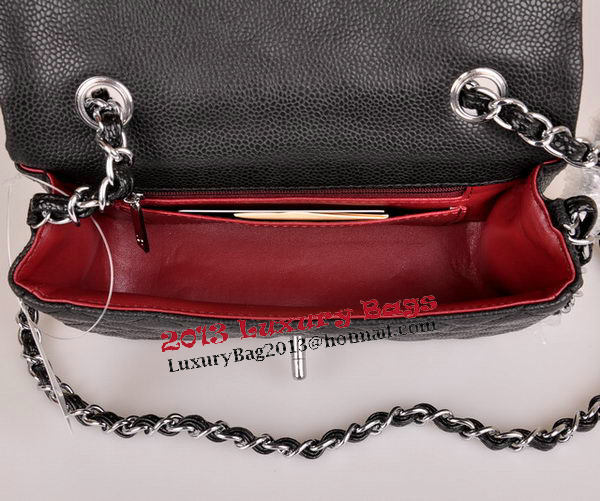 Chanel mini Classic Flap Bag Black Cannage Pattern 1117 Silver Chanel mini Classic Flap Bag Black Cannage Pattern 1117 Silver