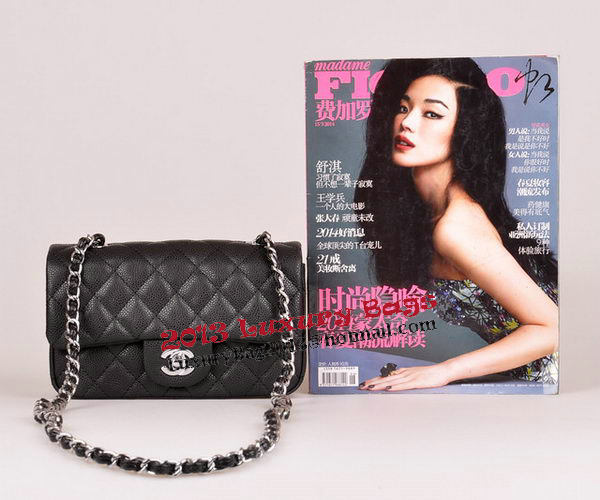Chanel mini Classic Flap Bag Black Cannage Pattern 1117 Silver Chanel mini Classic Flap Bag Black Cannage Pattern 1117 Silver