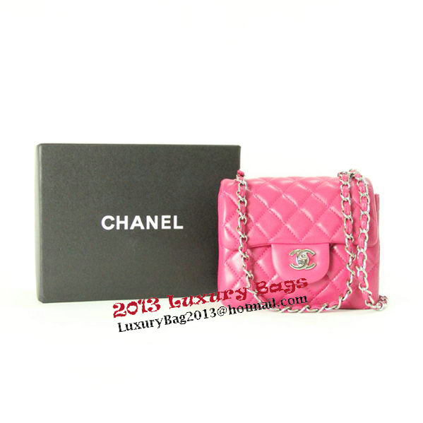 Chanel mini Classic Flap Bag Rose Leather 1115 Silver Chain Chanel mini Classic Flap Bag Rose Leather 1115 Silver Chain