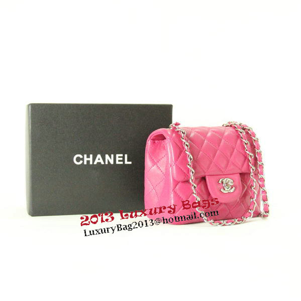 Chanel mini Classic Flap Bag Rose Leather 1115 Silver Chain Chanel mini Classic Flap Bag Rose Leather 1115 Silver Chain