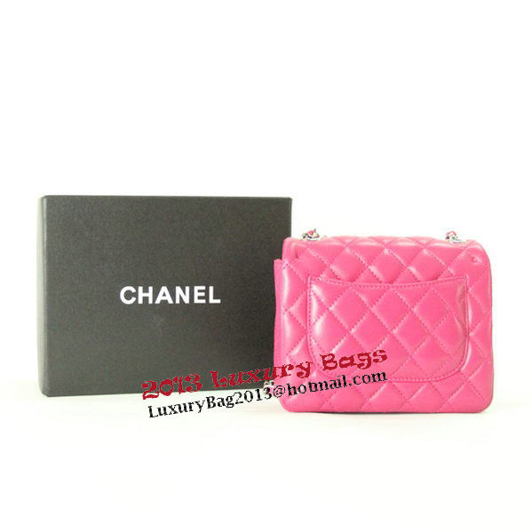 Chanel mini Classic Flap Bag Rose Leather 1115 Silver Chain Chanel mini Classic Flap Bag Rose Leather 1115 Silver Chain
