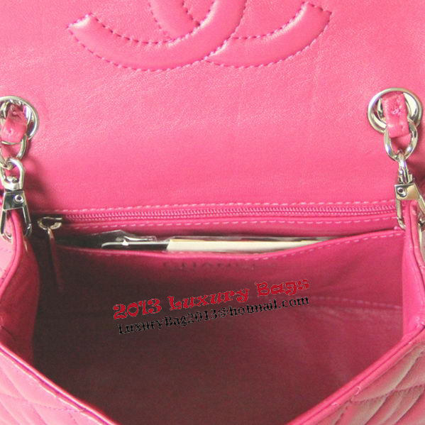 Chanel mini Classic Flap Bag Rose Leather 1115 Silver Chain Chanel mini Classic Flap Bag Rose Leather 1115 Silver Chain