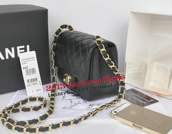 Chanel mini Classic Flap Bag Black Cannage Pattern 1115 Gold Chanel mini Classic Flap Bag Black Cannage Pattern 1115 Gold