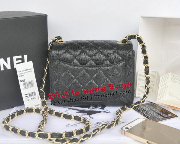 Chanel mini Classic Flap Bag Black Cannage Pattern 1115 Gold Chanel mini Classic Flap Bag Black Cannage Pattern 1115 Gold