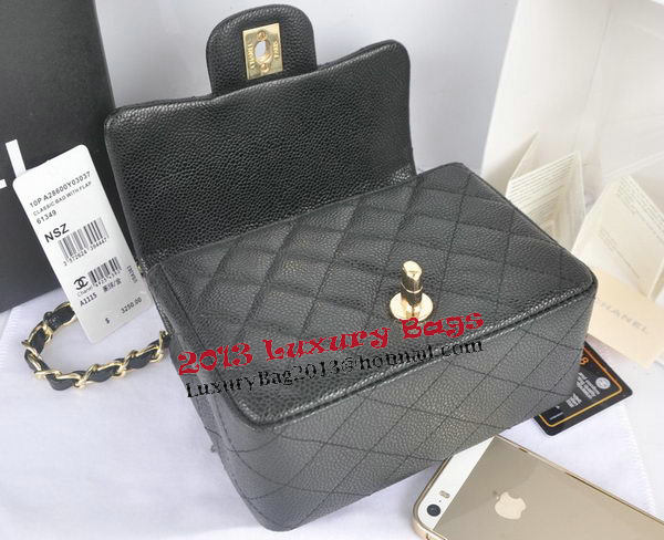 Chanel mini Classic Flap Bag Black Cannage Pattern 1115 Gold Chanel mini Classic Flap Bag Black Cannage Pattern 1115 Gold