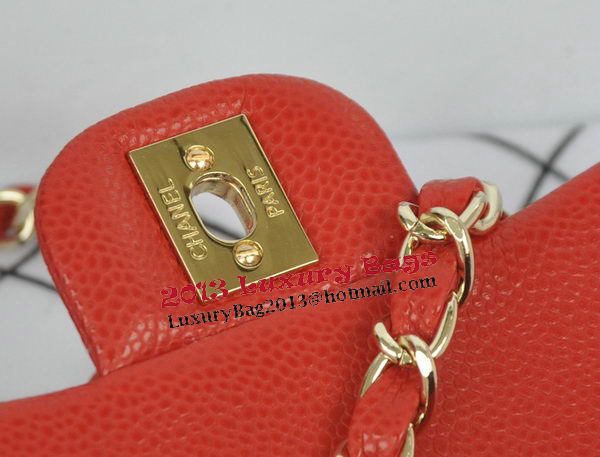 Chanel mini Classic Flap Bag Red Cannage Pattern 1115 Gold Chanel mini Classic Flap Bag Red Cannage Pattern 1115 Gold