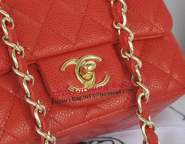 Chanel mini Classic Flap Bag Red Cannage Pattern 1115 Gold Chanel mini Classic Flap Bag Red Cannage Pattern 1115 Gold
