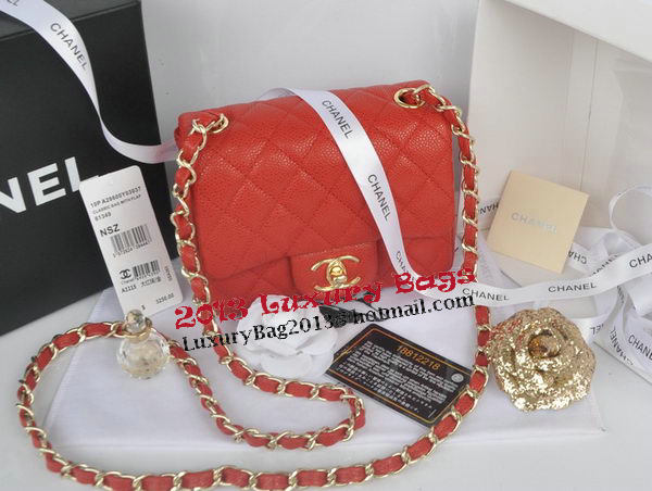 Chanel mini Classic Flap Bag Red Cannage Pattern 1115 Gold Chanel mini Classic Flap Bag Red Cannage Pattern 1115 Gold