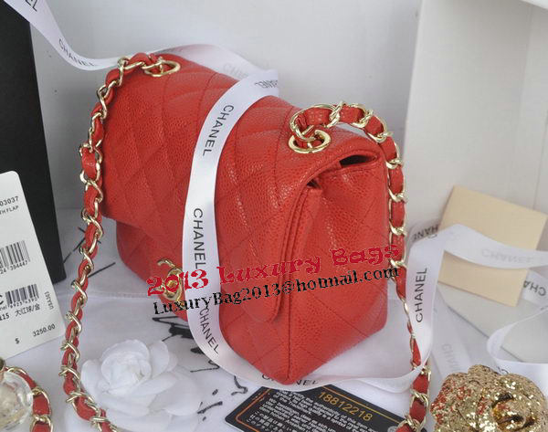 Chanel mini Classic Flap Bag Red Cannage Pattern 1115 Gold Chanel mini Classic Flap Bag Red Cannage Pattern 1115 Gold