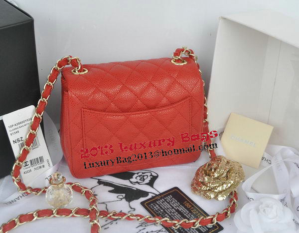 Chanel mini Classic Flap Bag Red Cannage Pattern 1115 Gold Chanel mini Classic Flap Bag Red Cannage Pattern 1115 Gold