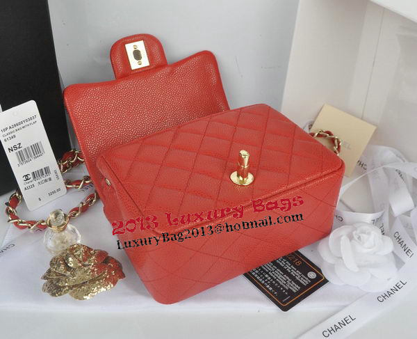 Chanel mini Classic Flap Bag Red Cannage Pattern 1115 Gold Chanel mini Classic Flap Bag Red Cannage Pattern 1115 Gold