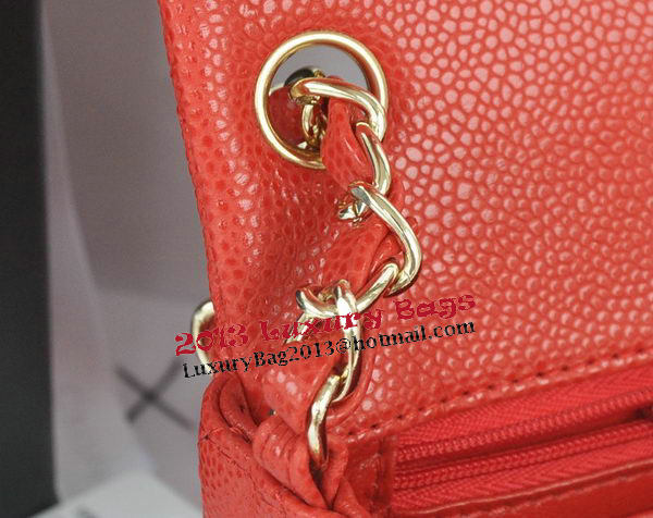 Chanel mini Classic Flap Bag Red Cannage Pattern 1115 Gold Chanel mini Classic Flap Bag Red Cannage Pattern 1115 Gold