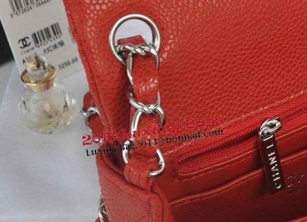 Chanel mini Classic Flap Bag Red Cannage Pattern 1115 Silver Chanel mini Classic Flap Bag Red Cannage Pattern 1115 Silver