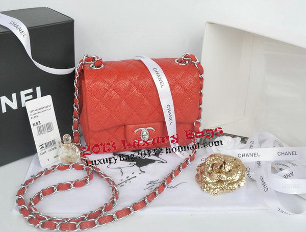 Chanel mini Classic Flap Bag Red Cannage Pattern 1115 Silver Chanel mini Classic Flap Bag Red Cannage Pattern 1115 Silver
