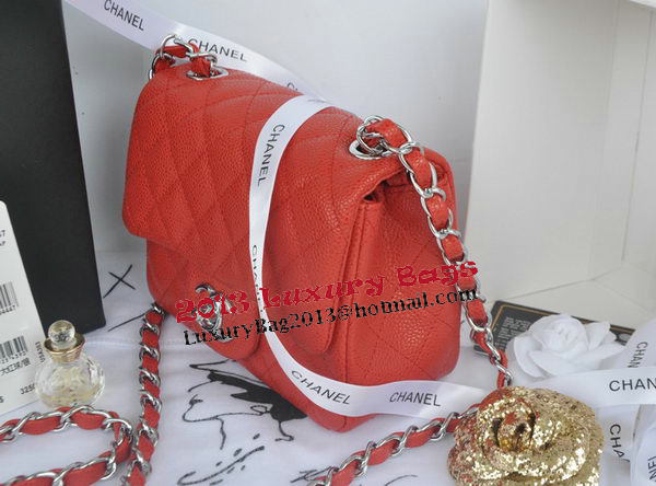Chanel mini Classic Flap Bag Red Cannage Pattern 1115 Silver Chanel mini Classic Flap Bag Red Cannage Pattern 1115 Silver