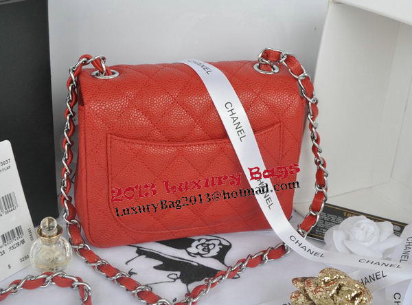 Chanel mini Classic Flap Bag Red Cannage Pattern 1115 Silver Chanel mini Classic Flap Bag Red Cannage Pattern 1115 Silver