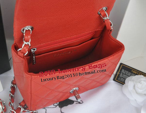 Chanel mini Classic Flap Bag Red Cannage Pattern 1115 Silver Chanel mini Classic Flap Bag Red Cannage Pattern 1115 Silver