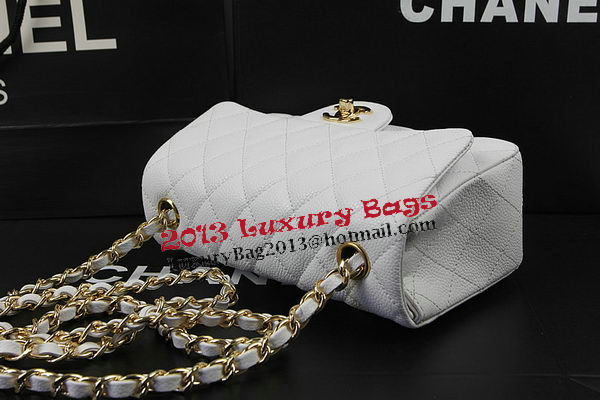 Chanel Classic MINI Flap Bag White Cannage Pattern CF1119 Gold Chanel Classic MINI Flap Bag White Cannage Pattern CF1119 Gold
