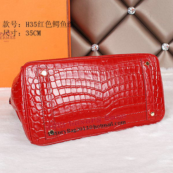 Hermes Birkin 35CM Tote Bag Shiny Croco Leather H35C Red Hermes Birkin 35CM Tote Bag Shiny Croco Leather H35C Red