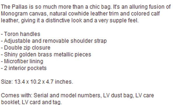LOUIS VUITTON M40907 MONOGRAM CANVAS PALLAS LG HACANE LOUIS VUITTON M40907 MONOGRAM CANVAS PALLAS LG HACANE