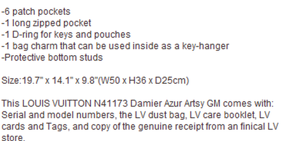 Louis Vuitton N41173 Damier Azur Artsy GM Louis Vuitton N41173 Damier Azur Artsy GM