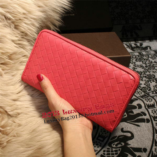 Bottega Veneta Intrecciato Nappa Zip Around Wallets 114073 Light Red Bottega Veneta Intrecciato Nappa Zip Around Wallets 114073 Light Red