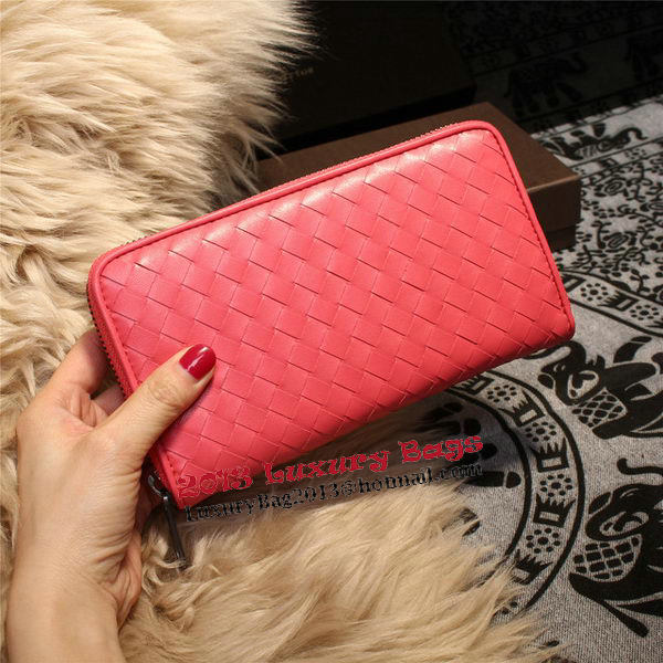 Bottega Veneta Intrecciato Nappa Zip Around Wallets 114073 Light Red Bottega Veneta Intrecciato Nappa Zip Around Wallets 114073 Light Red