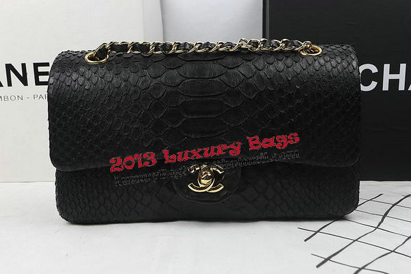 Chanel 2.55 Series Flap Bags Original Snake Leather A1112 Black Chanel 2.55 Series Flap Bags Original Snake Leather A1112 Black