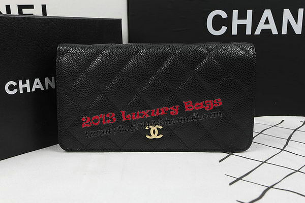 Chanel Bi-Fold Wallet Black Original Cannage Pattern A31509 Gold