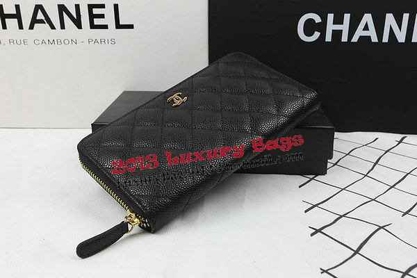 Chanel Matelasse Zip Around Wallet Black Cannage Pattern A50097 Gold Chanel Matelasse Zip Around Wallet Black Cannage Pattern A50097 Gold