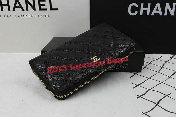 Chanel Matelasse Zip Around Wallet Black Cannage Pattern A50097 Gold Chanel Matelasse Zip Around Wallet Black Cannage Pattern A50097 Gold